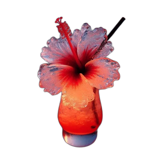 flower, staff, crown, umbrella, photorealistic, 3d render, orange-hued, cocktail transparent PNG cut-out