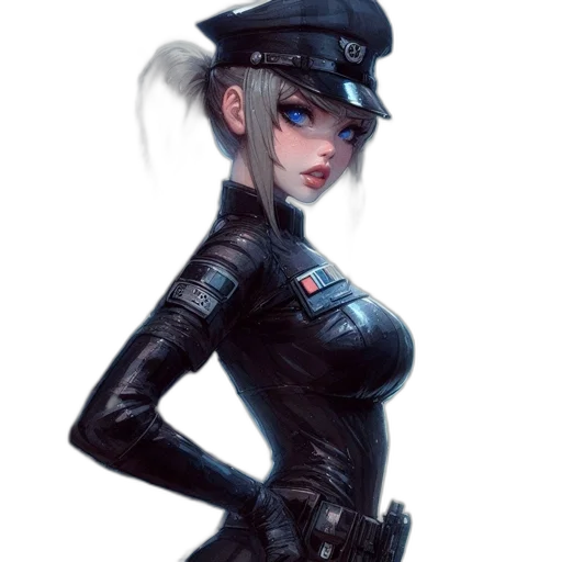 staff, robot, dress, weapon, concept art, cyberpunk, fantasy art, comic book art transparent PNG cut-out