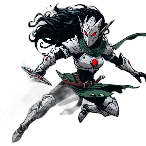 comic book art, concept art, fantasy art, pixel art, female, warrior, clad, silver transparent PNG cut-out