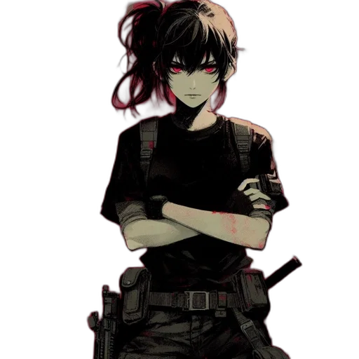 weapon, staff, face, anime, pixel art, concept art, cyberpunk, dark transparent PNG cut-out