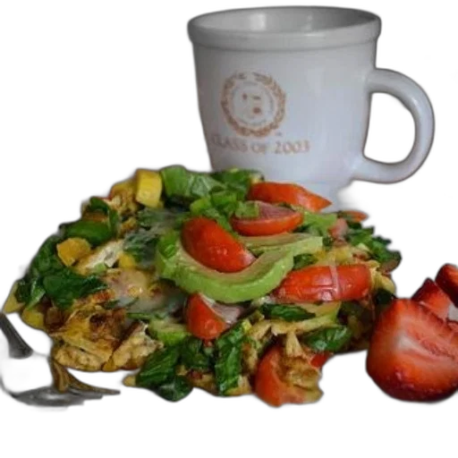 food, healthy, breakfast, plate, eggs, greens, tomatoes, avocado transparent PNG cut-out