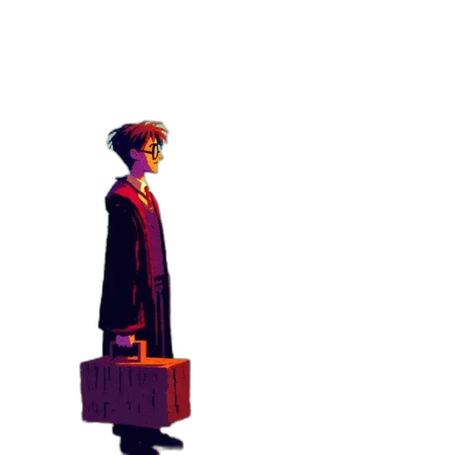jacket, staff, robot, dress, concept art, pixel art, comic book art, 3d render transparent PNG cut-out