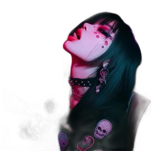face, mask, jewelry, creature, cyberpunk, photorealistic, fantasy art, 3d render transparent PNG cut-out