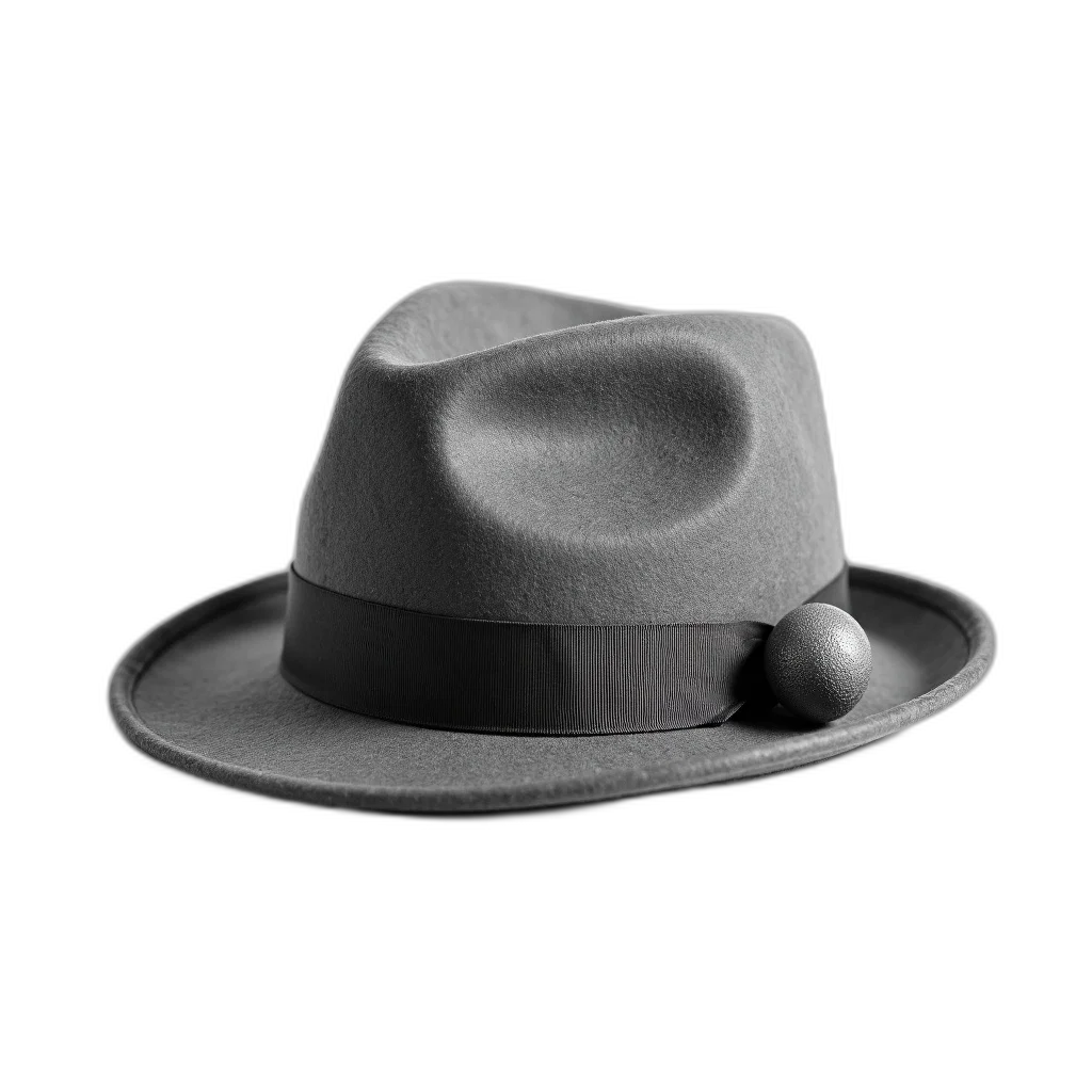 hat, jacket, crown, mask, 3d render, photorealistic, grey, felt transparent PNG cut-out