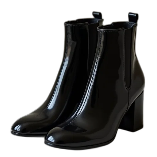 shoes, 3d render, 1465, patent, heel, chelsea, boots, black transparent PNG cut-out