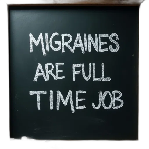 blackboard, words, migraines, full, time, job transparent PNG cut-out
