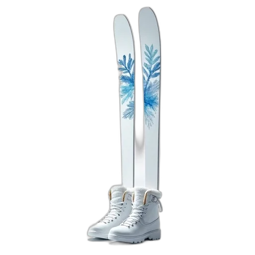 shoes, weapon, sword, photorealistic, pair, white, snow, skis transparent PNG cut-out