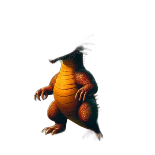 creature, dragon, animal, hat, concept art, 3d render, pixel art, fantasy art transparent PNG cut-out