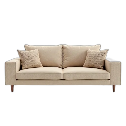 furniture, 3d render, earth tones, beige, sofa, two, matching, patterned transparent PNG cut-out
