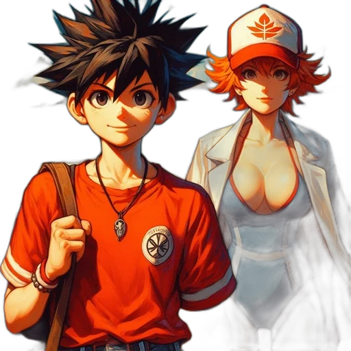 anime, comic book art, concept art, pixel art, fire, red, two, animated transparent PNG cut-out