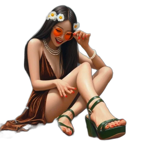 jewelry, shoes, dress, photorealistic, fantasy art, concept art, 3d render, foreground transparent PNG cut-out