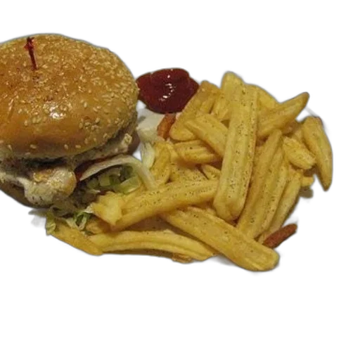 food, crown, animal, 3d render, photorealistic, plate, burger, fries transparent PNG cut-out
