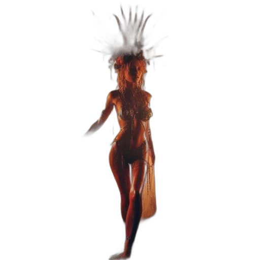 dress, creature, hair, mask, concept art, 3d render, fantasy art, pixel art transparent PNG cut-out