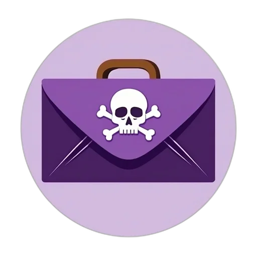 stylized, illustration, purple, envelope, skull, crossbones, design, set transparent PNG cut-out