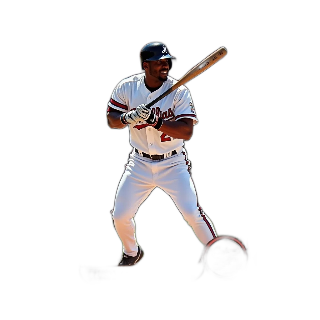 photorealistic, 3d render, baseball, card, featuring, ken, griffey, white transparent PNG cut-out