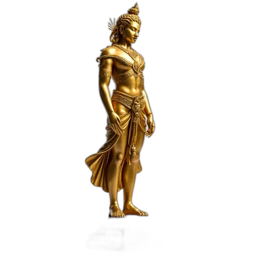 staff, jewelry, 3d render, concept art, photorealistic, golden, statue, male transparent PNG cut-out