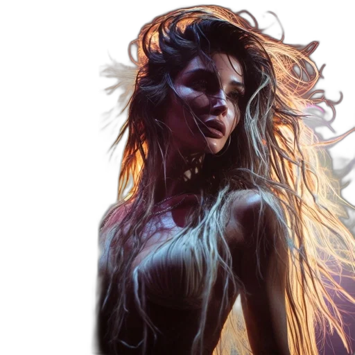 comic book art, concept art, fantasy art, photorealistic, dimly, lit, space, woman transparent PNG cut-out