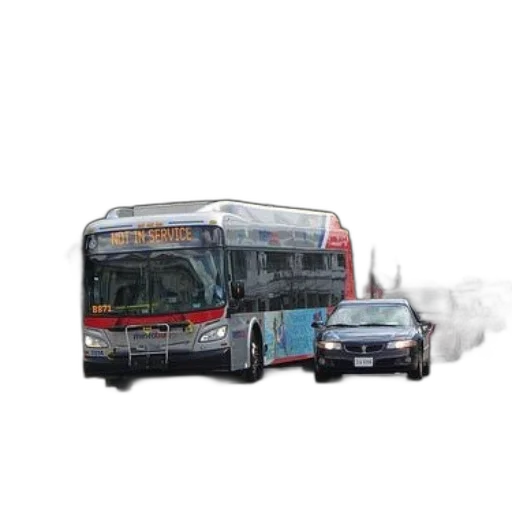 car, concept art, photorealistic, 3d render, pixel art, fog, city, bus transparent PNG cut-out