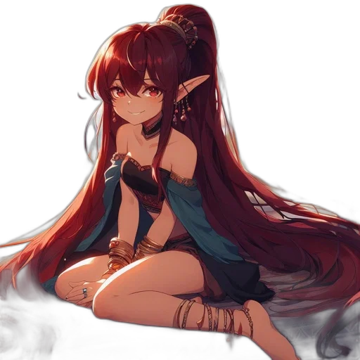 dress, staff, dragon, hair, anime, fantasy art, pixel art, concept art transparent PNG cut-out