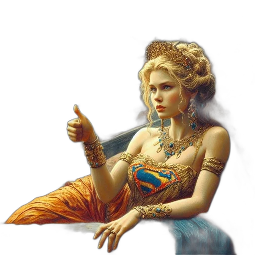 jewelry, crown, staff, dress, fantasy art, oil painting, concept art, photorealistic transparent PNG cut-out