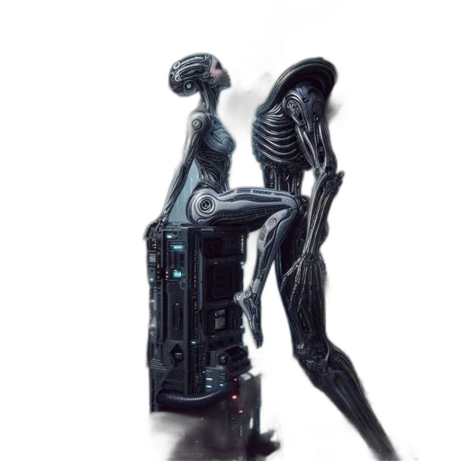 robot, creature, dress, animal, concept art, cyberpunk, 3d render, fantasy art transparent PNG cut-out