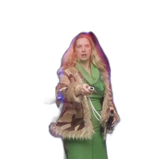 jacket, dress, staff, creature transparent PNG cut-out