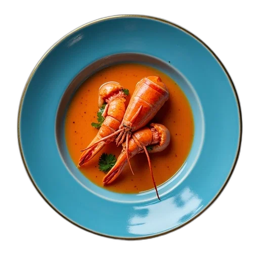 food, blue, plate, lobster, soup transparent PNG cut-out