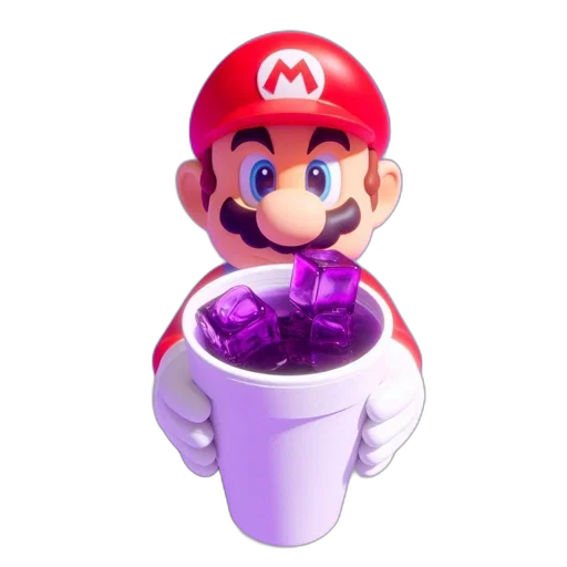bottle, hat, food, weapon, 3d render, vaporwave, concept art, pixel art transparent PNG cut-out