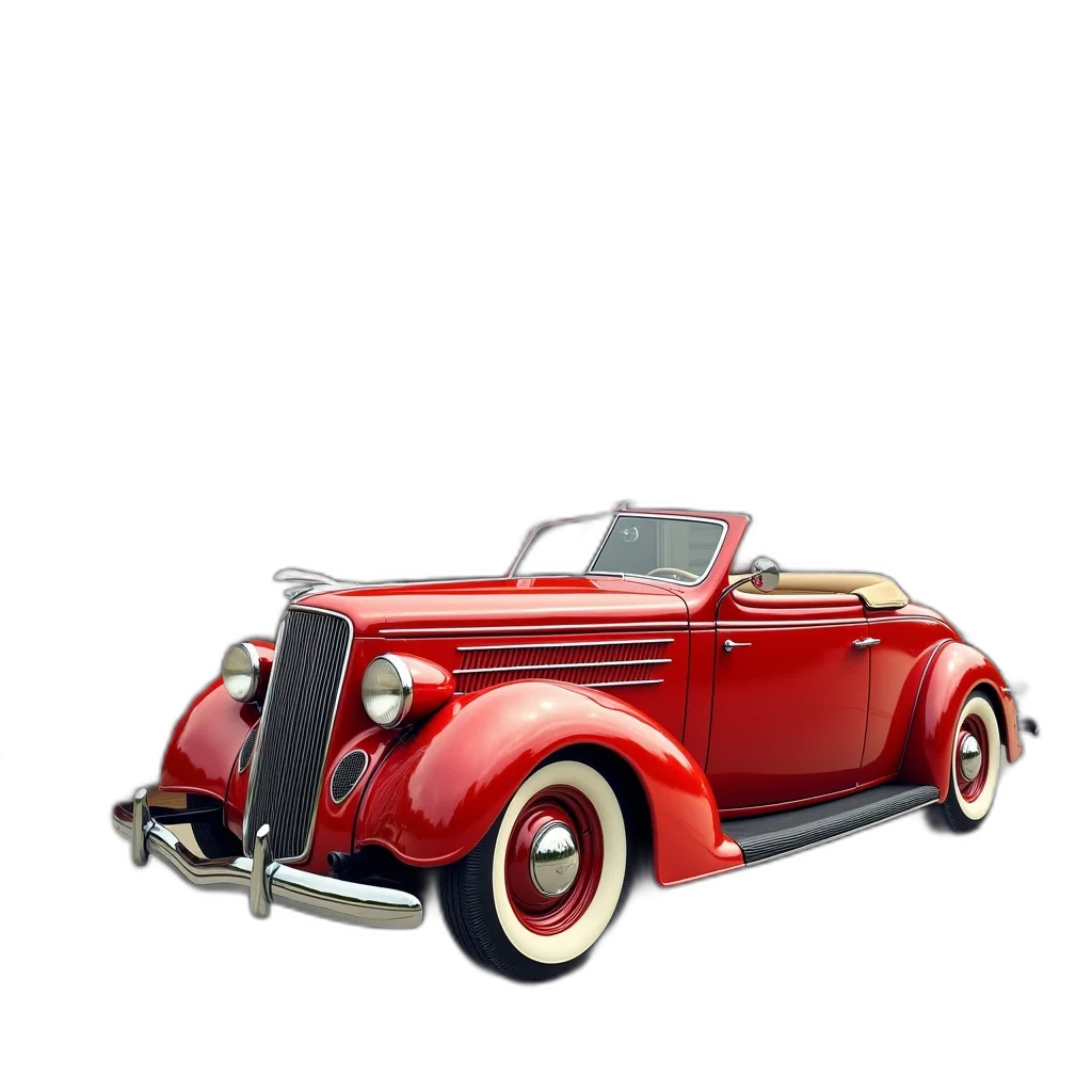 car, 3d render, photorealistic, concept art, pixel art, red, classic, parked transparent PNG cut-out