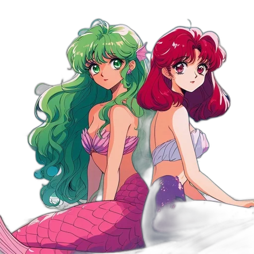 vaporwave, anime, watercolor, concept art, underwater, green, colorful, red transparent PNG cut-out
