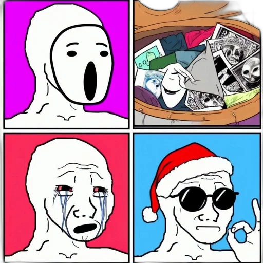 hat, mask, vaporwave, fire, four-panel, narrative, shows, white transparent PNG cut-out