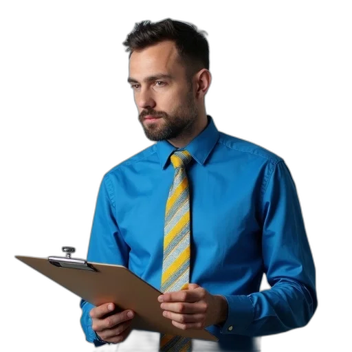 staff, jacket, face, dress, man, wearing, blue, shirt transparent PNG cut-out