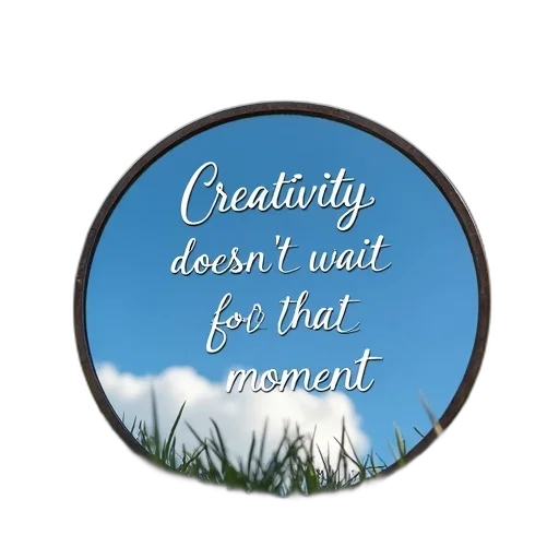 photorealistic, circular, mirror, blue, sky, clouds, reflected, placed transparent PNG cut-out
