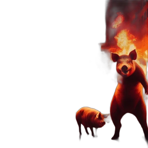 animal, creature, concept art, fantasy art, pixel art, photorealistic, fire, red transparent PNG cut-out