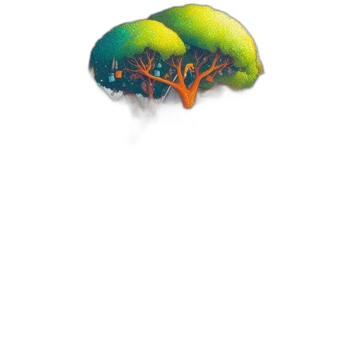 tree, umbrella, hat, crown, concept art, watercolor, pixel art, fantasy art transparent PNG cut-out