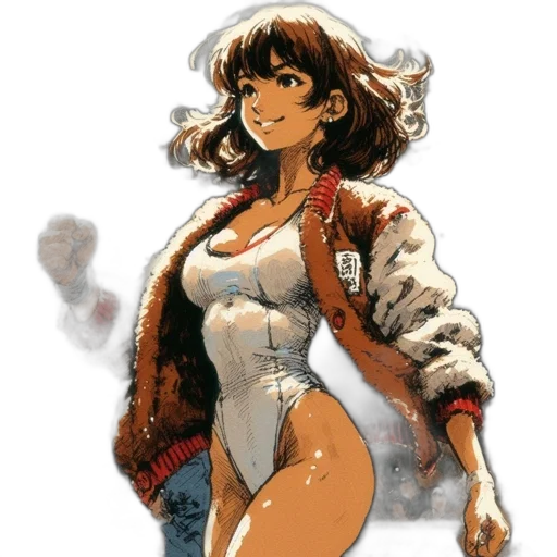 jacket, dress, comic book art, concept art, cartoon, watercolor, monochrome, red transparent PNG cut-out