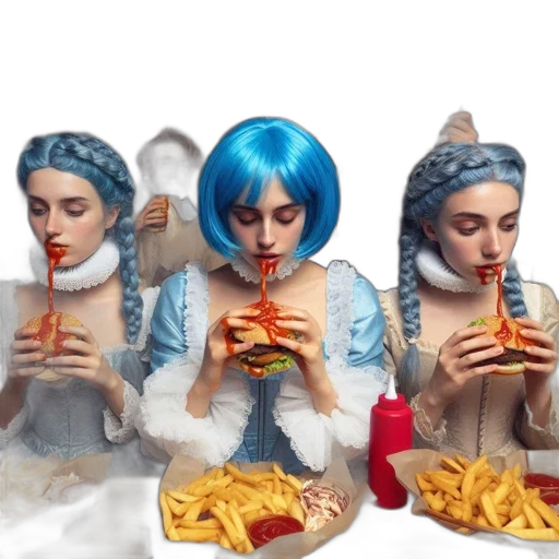 food, dress, concept art, cyberpunk, vaporwave, 3d render, neon lights, blue transparent PNG cut-out