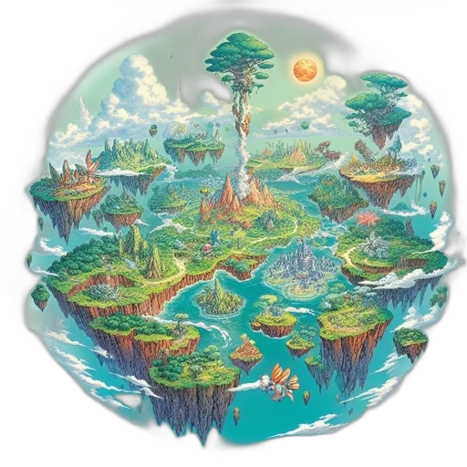 concept art, fantasy art, pixel art, 3d render, underwater, forest, outer space, fog transparent PNG cut-out