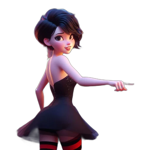 dress, staff, hair, 3d render, concept art, fantasy art, cartoon, dark transparent PNG cut-out