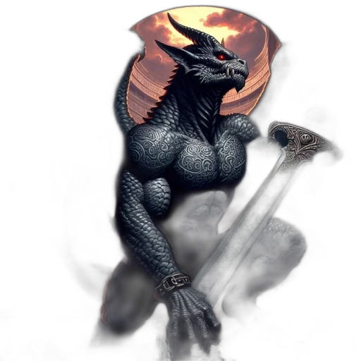 dragon, staff, creature, sword, fantasy art, concept art, pixel art, photorealistic transparent PNG cut-out