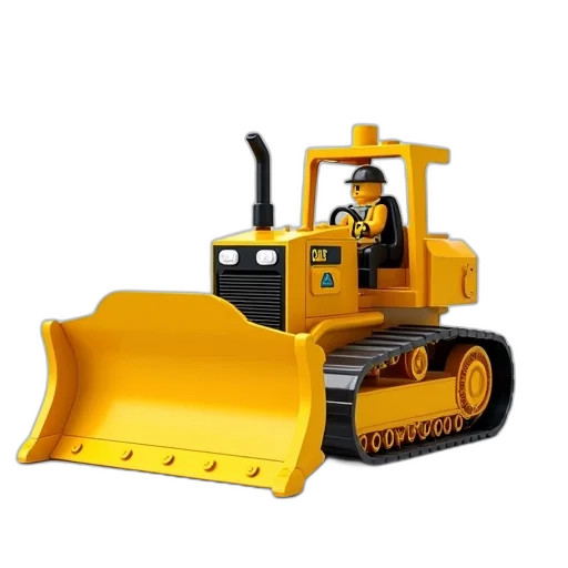 robot, weapon, 3d render, photorealistic, yellow, bulldozer, brand, name transparent PNG cut-out
