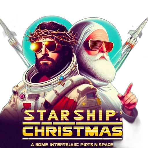 concept art, pixel art, outer space, movie, poster, featuring, figures, representing transparent PNG cut-out