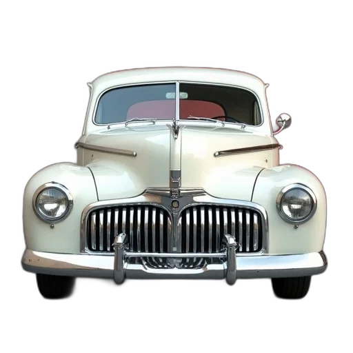 car, crown, 3d render, photorealistic, pristine, white, vintage, shiny transparent PNG cut-out