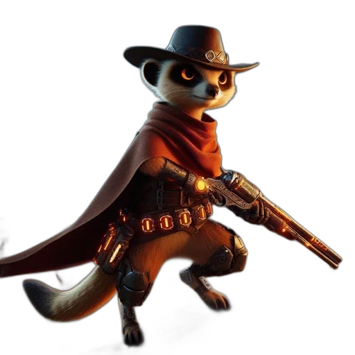 staff, animal, weapon, concept art, 3d render, fantasy art, comic book art, meerkat transparent PNG cut-out