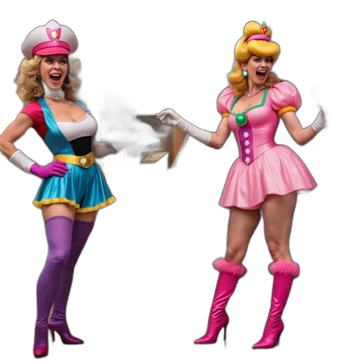 concept art, 3d render, comic book art, cartoon, pastel, neon, two, women transparent PNG cut-out