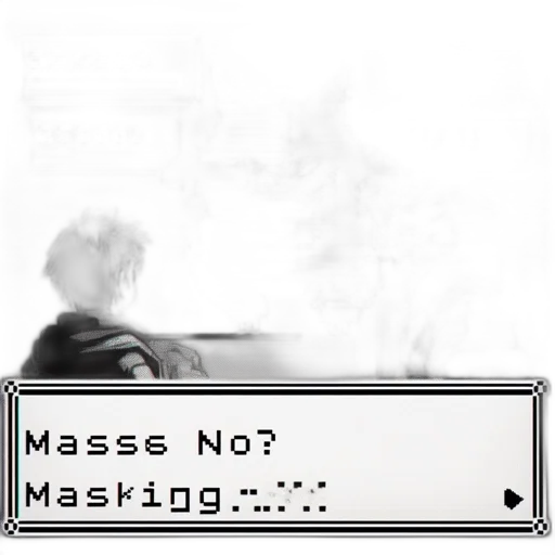 mask, weapon, robot, pixel art, concept art, vaporwave, monochrome, comic transparent PNG cut-out