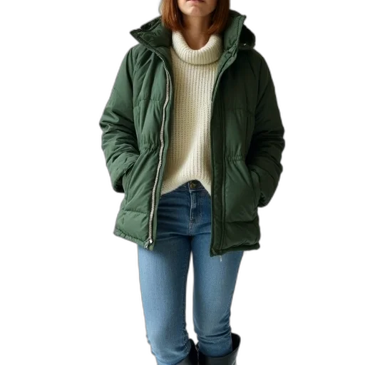 jacket, 3d render, photorealistic, green, earth tones, monochrome, pastel, person transparent PNG cut-out