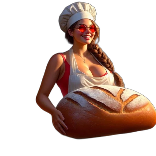 food, hat, dress, 3d render, concept art, photorealistic, pixel art, woman transparent PNG cut-out