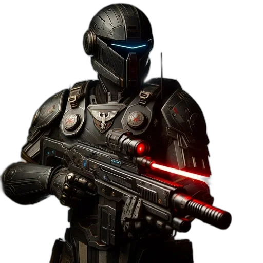 weapon, staff, robot, concept art, 3d render, futuristic, armored, soldier transparent PNG cut-out