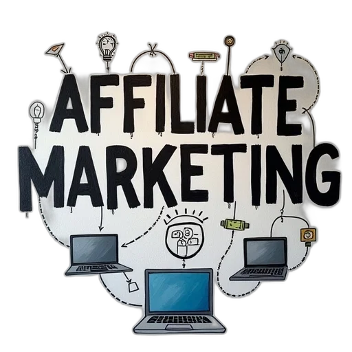 word, affiliate, marketing, painted, wall, illustrations, different, types transparent PNG cut-out